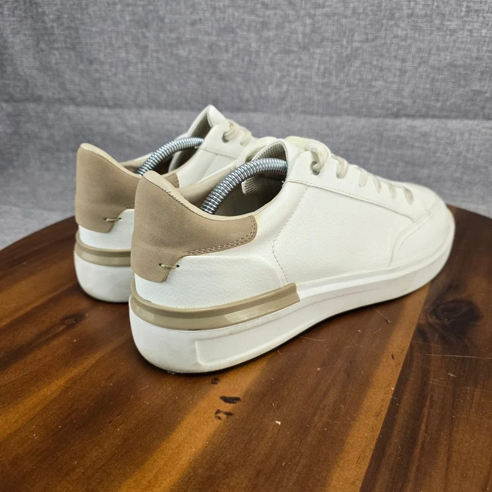 Zara Mens Low Top Sneakers White Tan Minimalist Lace Up 2201/921/001 EU 43 US 10